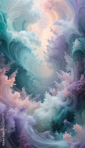 Fractal Realms of the Mind in a Dreamy Sky photo