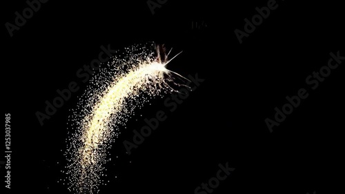Colorful fireworks exploding above vibrant flowers in the night sky