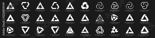 set of trinity tech logo design. technology vector illustration