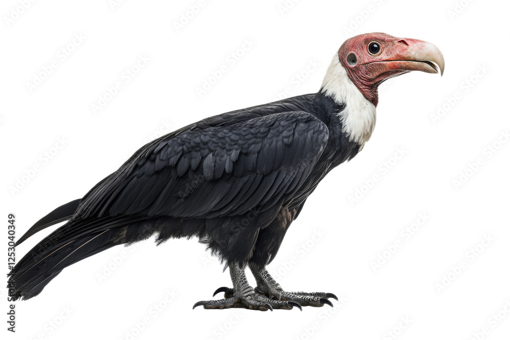Obraz premium Majestic Andean Condor with Striking Red Head and Black Feathers on Transparent Background