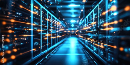 Modern digital server farm with futuristic aesthetic