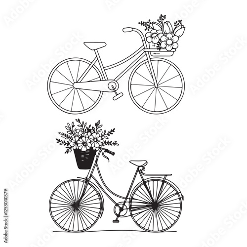 Black and white bicycle vector