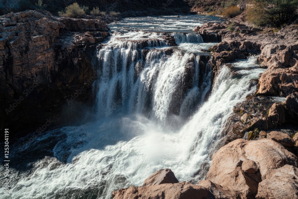 Scenic waterfall in a rugged landscape Scenic waterfall in a rugged landscape