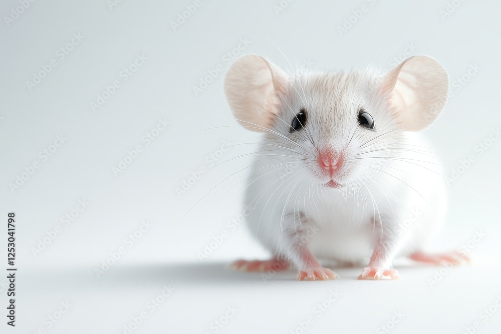 Curious mouse exploring white background animal photography minimalist environment close-up perspective Curious mouse exploring white background animal photography minimalist environment close-up perspective