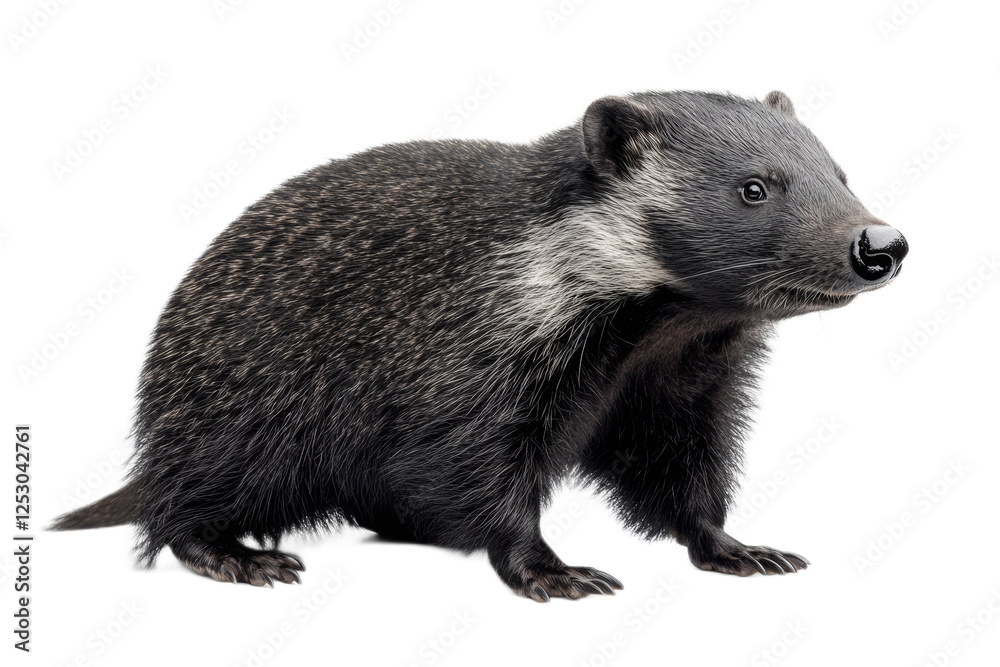 Naklejka premium Close-up of a European Badger on a Transparent Background