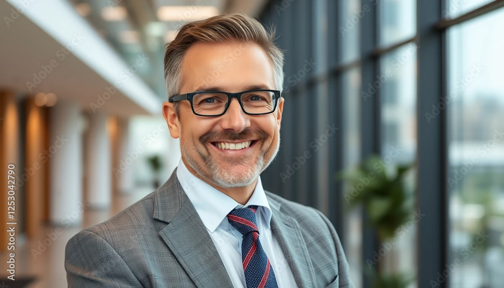 Portrait of Successful Senior Businessman Consultant: Smiling in Modern Office Portrait of Successful Senior Businessman Consultant: Smiling in Modern Office
