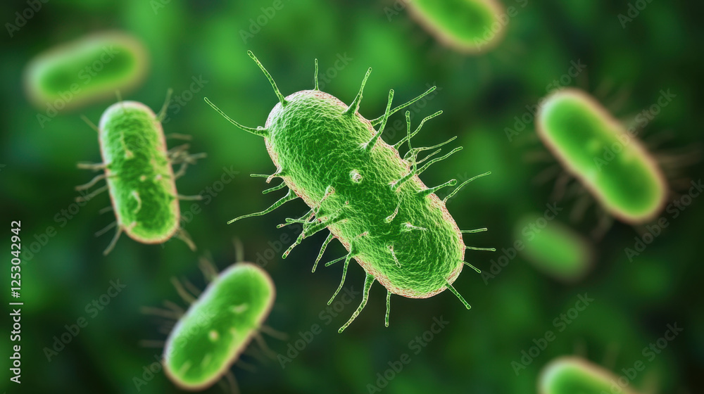 vibrant colony of green bacteria under microscopic view, showcasing their unique shapes and structures. image highlights intricate details of microbial life in captivating manner vibrant colony of green bacteria under microscopic view, showcasing their unique shapes and structures. image highlights intricate details of microbial life in captivating manner