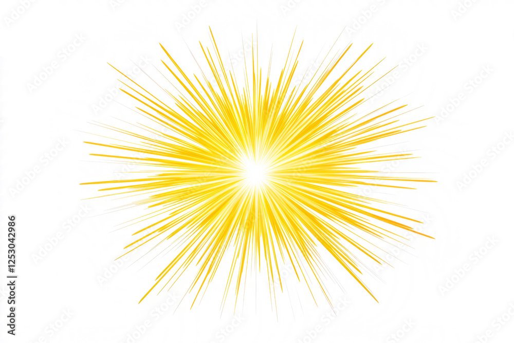 Obraz premium sun rays effect with bright yellow rays and glowing highlights isolated on white background