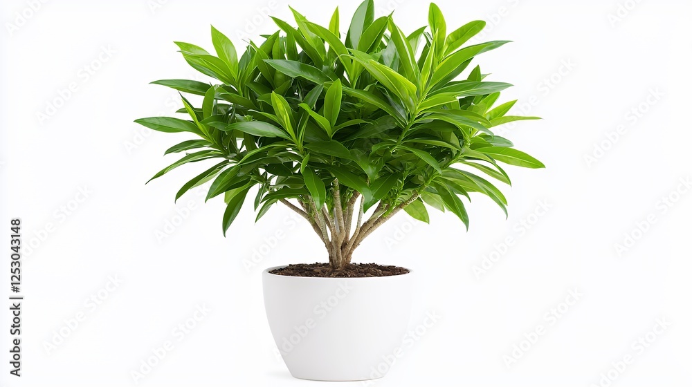 Small Bonsai Plant in White Pot on White Background Small Bonsai Plant in White Pot on White Background
