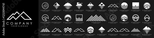 set of minimalist mountain logo design. icon vector template