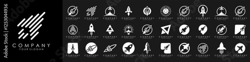set of creative rocket logo design. vector illustration