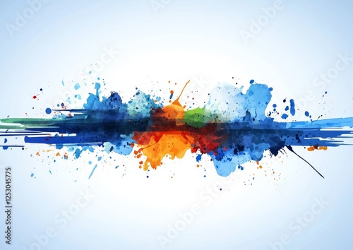 Abstract colorful paint splatter horizontal banner photo