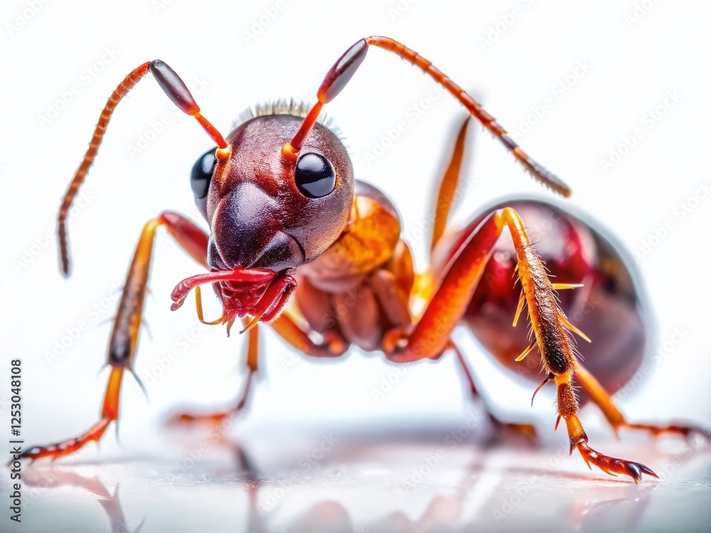 Macro Photography: Close-Up Ant on White Background - High-Resolution Stock Image Macro Photography: Close-Up Ant on White Background - High-Resolution Stock Image