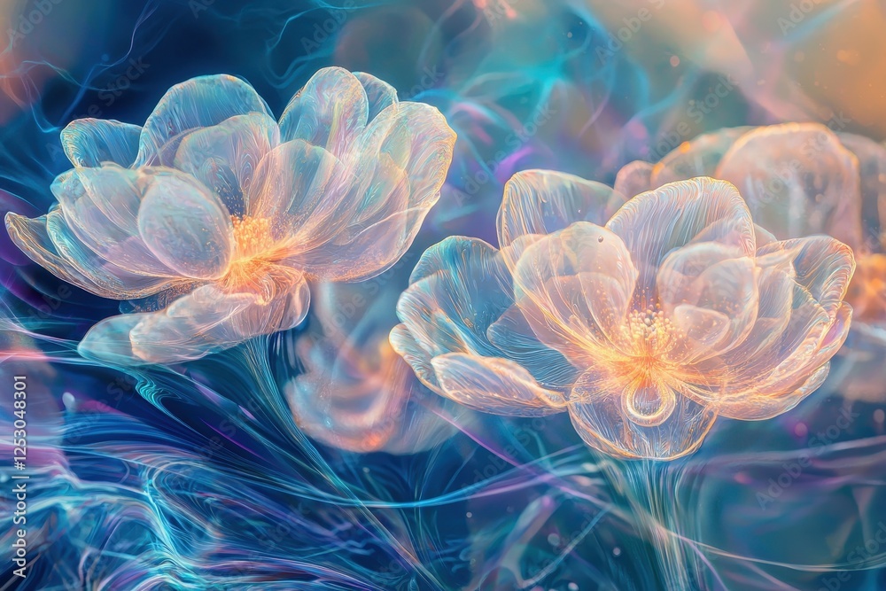 Surreal Fusion of Quantum Physics and Nature in Abstract Floral Design Surreal Fusion of Quantum Physics and Nature in Abstract Floral Design