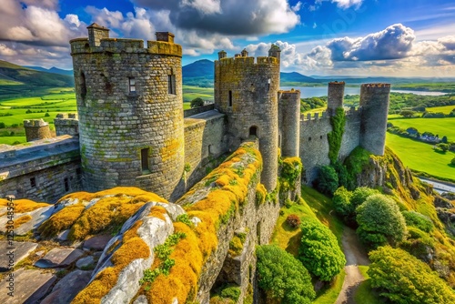 Macro Photography: Harlech Castle's Historic Walls & Towers, Wales Seaside photo