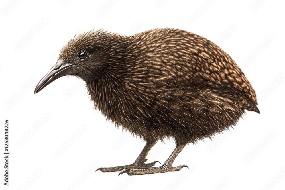 Fototapeta premium Close-Up of a Kiwi Bird on Transparent Background Showcasing Unique Feathers and Long Beak