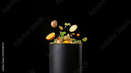 A dynamic shot of discarded produce highlighting waste awareness