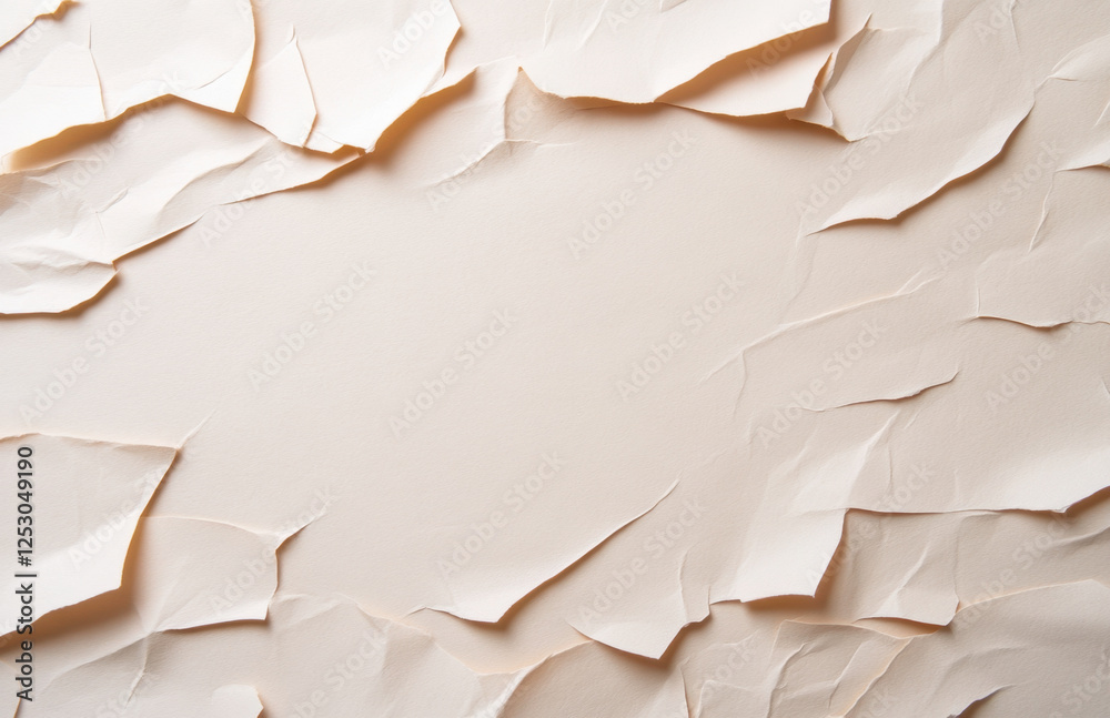 Crumpled light brown paper texture with soft, neutral background creates artistic and organic feel, perfect for various design projects