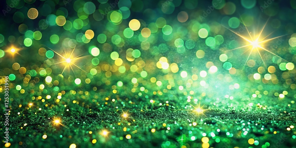 Obraz premium Magical Green Sparkle Bokeh Background: Dreamy Glitter Fantasy Celebration