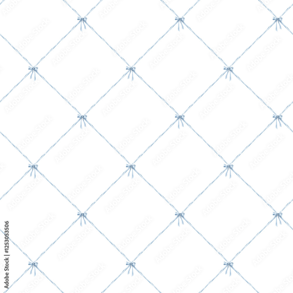 Decorative geometric pattern featuring a diamond grid with bows on a white background Decorative geometric pattern featuring a diamond grid with bows on a white background