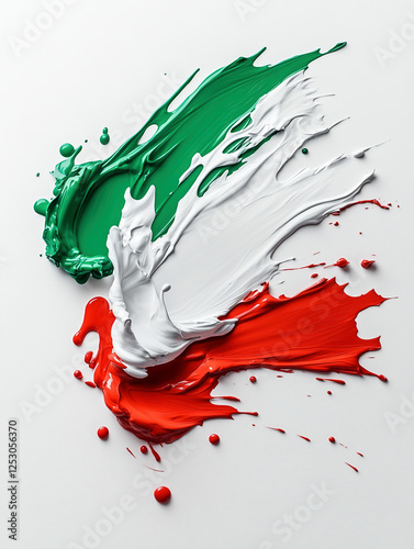 Abstract Color Splatters Resembling an Artistic National Flag Design

