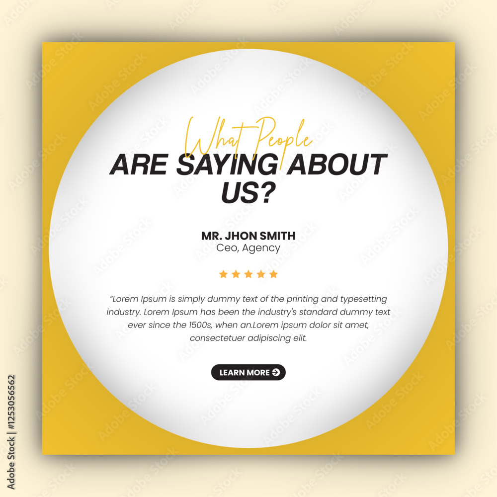 Obraz premium Customer feedback testimonial social media post design or client review social media post design template