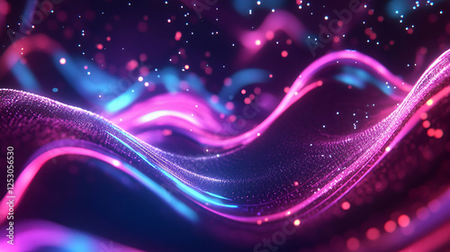 A neon blue and pink flowing cyber wave with dynamic energy currents. The vibrant design symbolizes artificial intelligence, high-speed data transfer, and futuristic cyber acceleration.