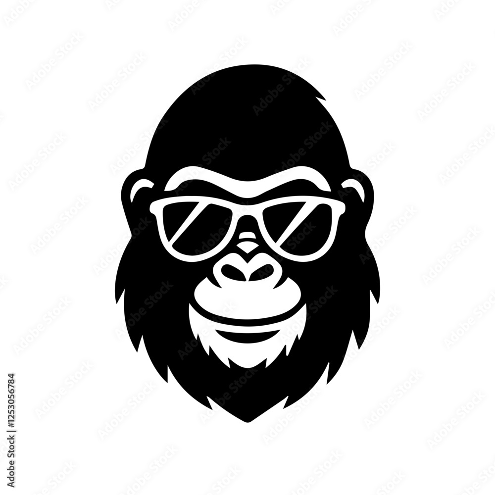 Fototapeta premium Illustration Gorilla Face Silhouette Vector File