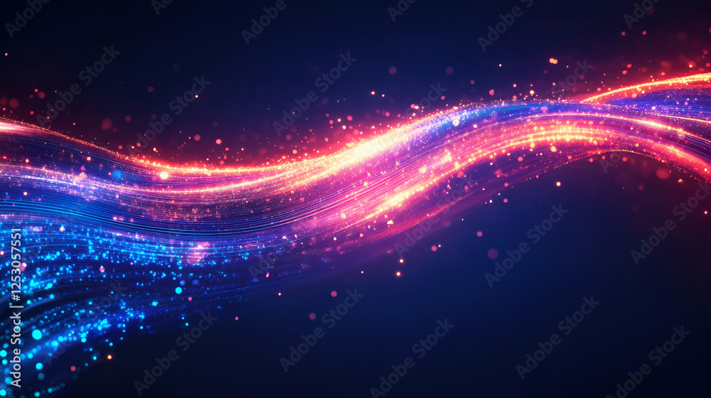 Obraz premium A glowing pink and blue futuristic wave of energy, representing AI-driven computing, quantum acceleration, and digital transformation.