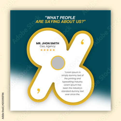 Customer feedback testimonial social media post design or client review social media post design template