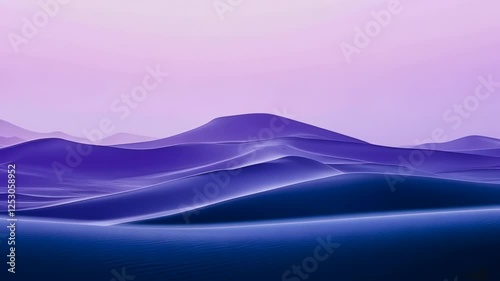 Vast purple dunes stretch across the horizon at dusk revealing the beauty of nature's artistry. Generative AI