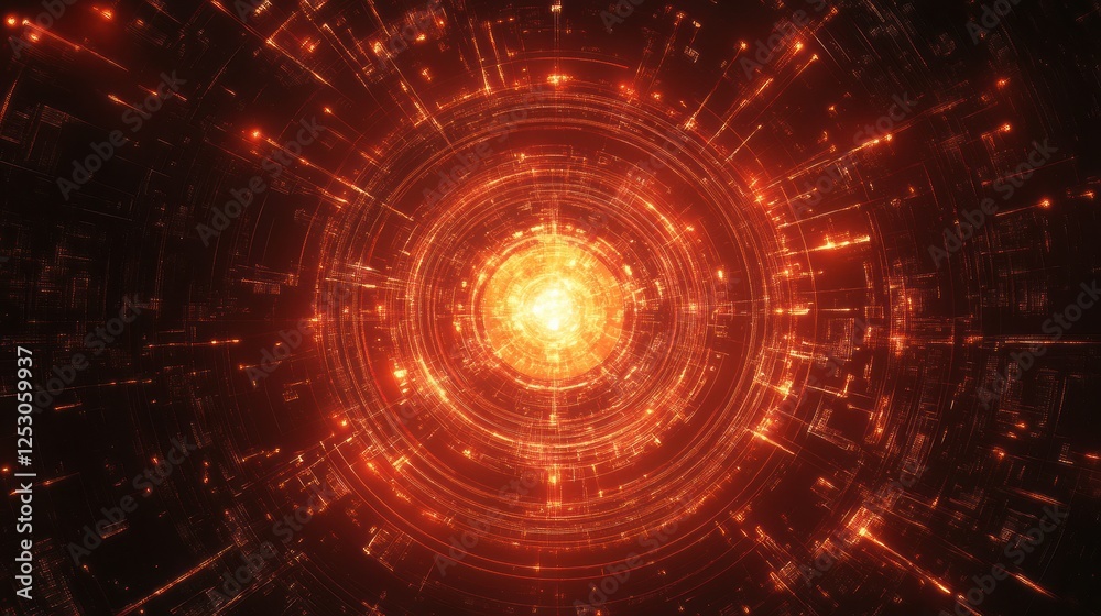 Obraz premium Quantum Processor Glowing with Intricate Digital Overlays