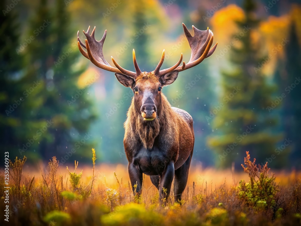 Majestic Moose in Wilderness: Isolated Wildlife Stock Photo Majestic Moose in Wilderness: Isolated Wildlife Stock Photo