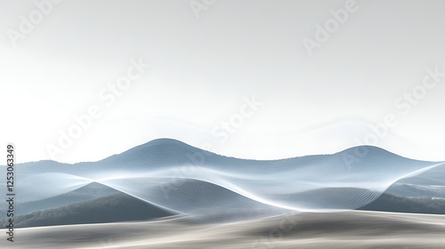 Abstract Waves Over Serene Mountain Landscape