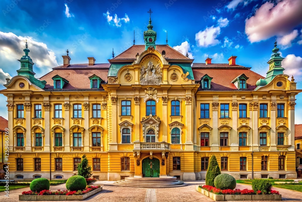 Obraz premium Majestic Szeged Palace Portrait Photography: Elegant Architecture & Rich History