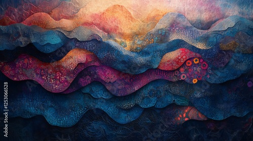 Harmonic Convergence of Color and Texture, An Abstract Mountain Landscape