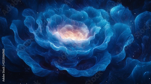 Azure Bloom, An Ethereal Nebula of Wavy Energy Flowing Through the Cosmic Void