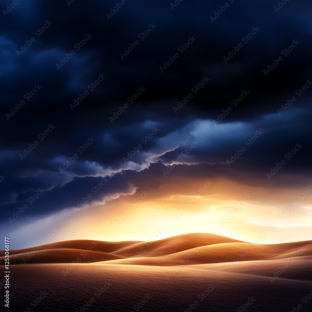 A stunning desert landscape at dusk, where the warm glow of the setting sun meets the cool shadows of approaching storm clouds, creating a dramatic interplay of light and color. A stunning desert landscape at dusk, where the warm glow of the setting sun meets the cool shadows of approaching storm clouds, creating a dramatic interplay of light and color.