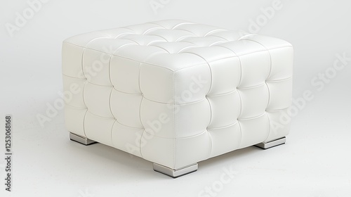 Wallpaper Mural White Quilted Square Ottoman with Metal Legs Torontodigital.ca