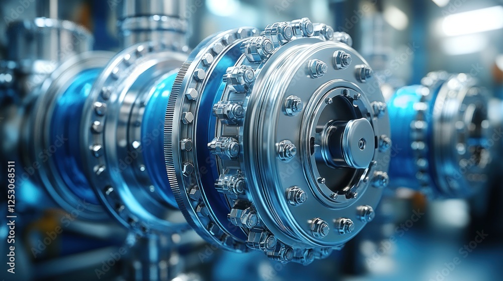 Fototapeta premium Industrial machinery close-up, factory background