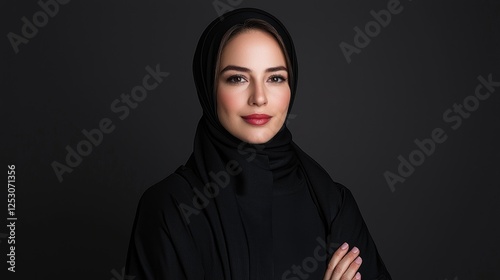 Woman in Traditional Middle Eastern Dress, Studio Portrait photo