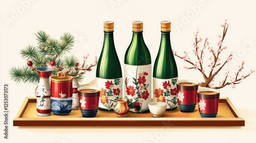 Japanese New Year Sake Arrangement photo