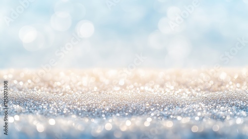 A close-up dreamy Beach Sand with Blurred Sea & Sky photo