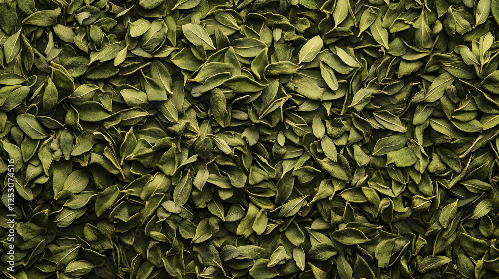 A close-up of dried thyme leaves arranged neatly on a smooth surface, their rich green color and intricate texture highlighted against the background. A close-up of dried thyme leaves arranged neatly on a smooth surface, their rich green color and intricate texture highlighted against the background.