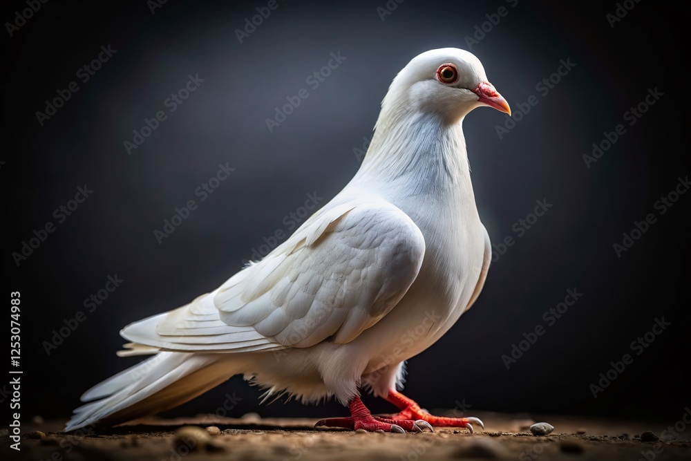 Miniature White Dove on Black: Tilt-Shift Photography Stock Image Miniature White Dove on Black: Tilt-Shift Photography Stock Image