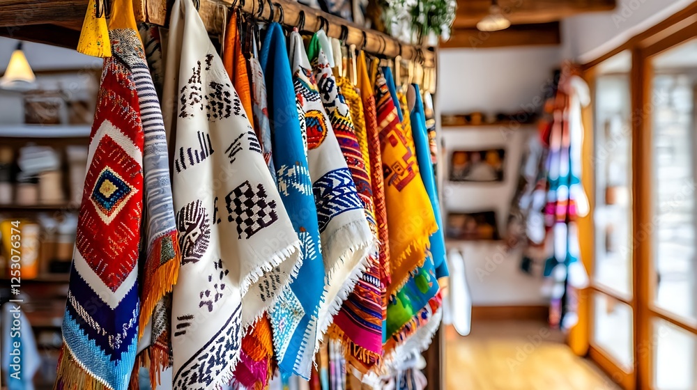 Fototapeta premium Colorful Woven Textile Wall Hanging Decor - Bohemian/Ethnic Decor