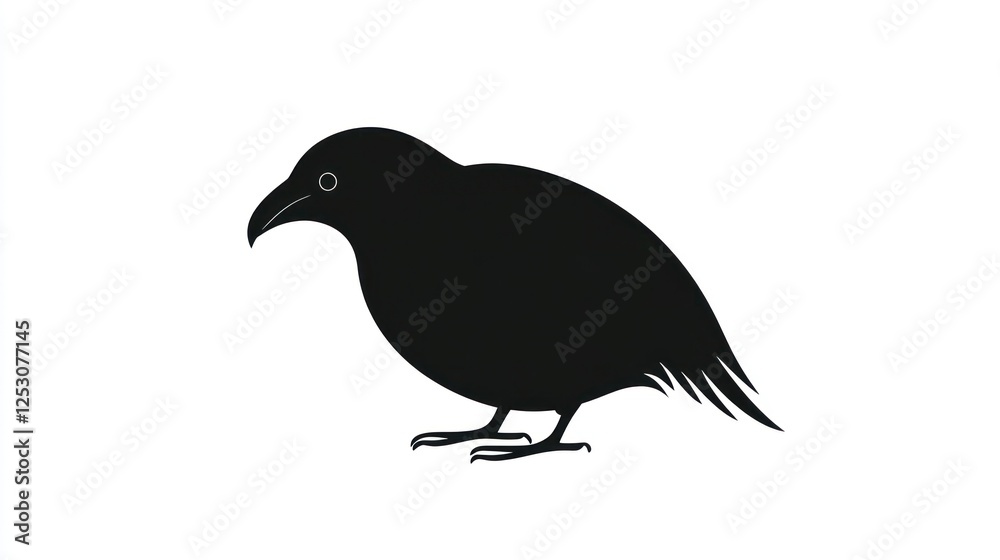 Obraz premium Black Bird Silhouette: A Minimalist Avian Illustration