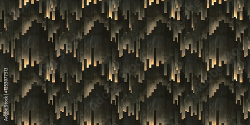Abstract geometric wood pattern with illuminated edges