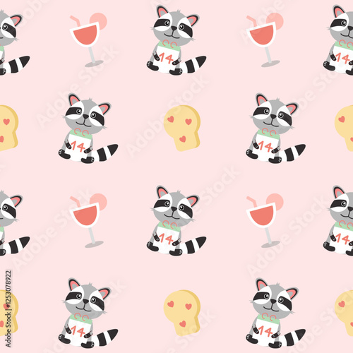 Valentines day seamless background with romantic symbols.