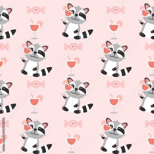 Valentines day seamless background with romantic symbols.